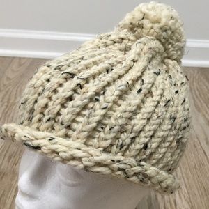 Homemade Pom Beanie Oatmeal Cable Knit Hat